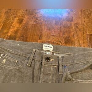 Todd Snyder Slim Lightweight Japanese Selvedge Jeans in Brown/“Whiskey” color.